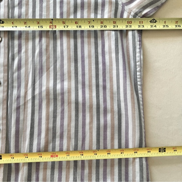 Robert Graham Button Down Flip Cuff Casual‎ Striped Dress Shirt Men's Size Large - Picture 6 of 15